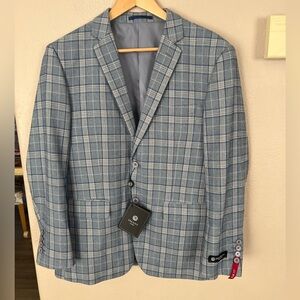New Imani Uomo Slim Fit blazer 40/34S windowpane super 150’s